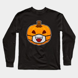 Happy Pumpkin Halloween with Smiling Mask Long Sleeve T-Shirt